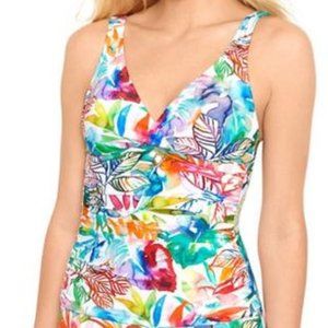 Lauren Ralph Lauren Printed Underwire Tummy-Control Tankini Top  Size 6